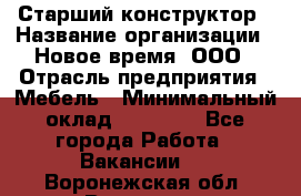 Старший конструктор › Название организации ­ Новое время, ООО › Отрасль предприятия ­ Мебель › Минимальный оклад ­ 30 000 - Все города Работа » Вакансии   . Воронежская обл.,Воронеж г.